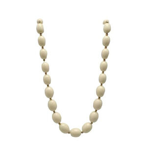 Monet Cream Acrylic Bead Beaded Necklace Lobster Closure Vintage 29 in